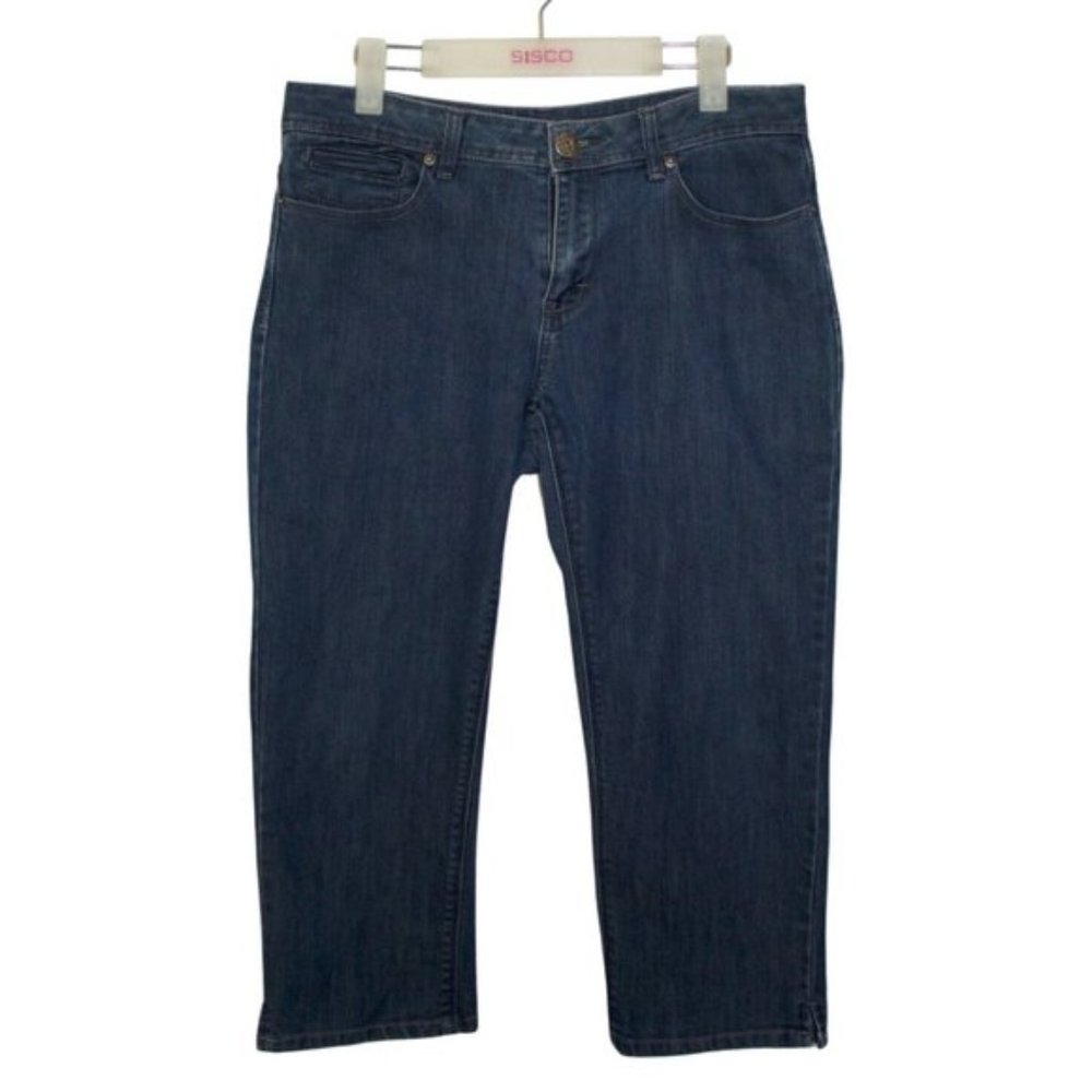 Maya Womens Straight Leg Crop Jeans Size 10 Mid Rise Medium Wash Stretch